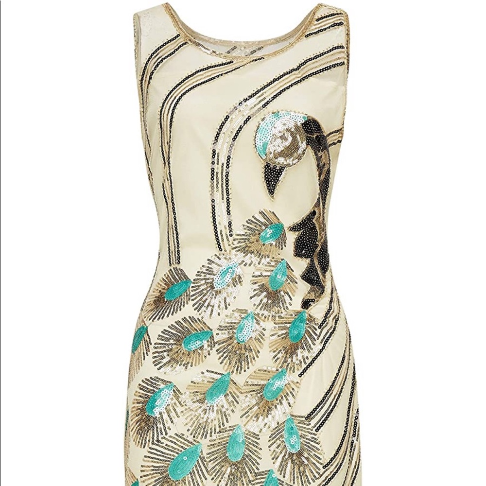 COPY - Ivory/gold embellished Gatsby dress.
